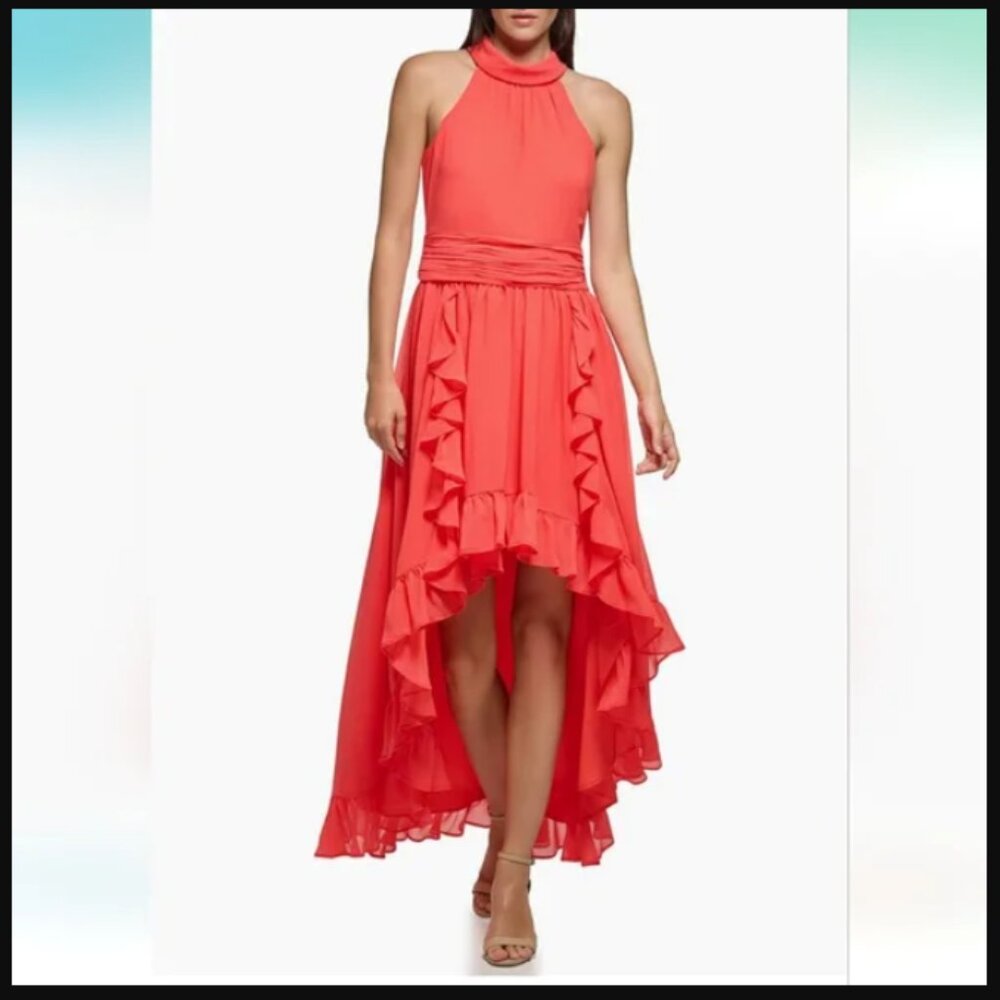 NWT Karl Lagerfeld Paris Womens Chiffon High-Low Maxi Dress, sz 10